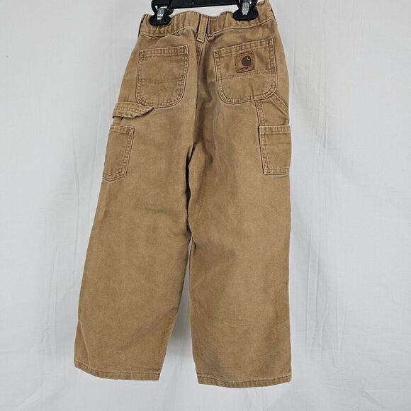 Carhartt Boys Dungaree Fit Size 7 Brown Carpenter Duck Canvas Pants - Picture 4 of 6